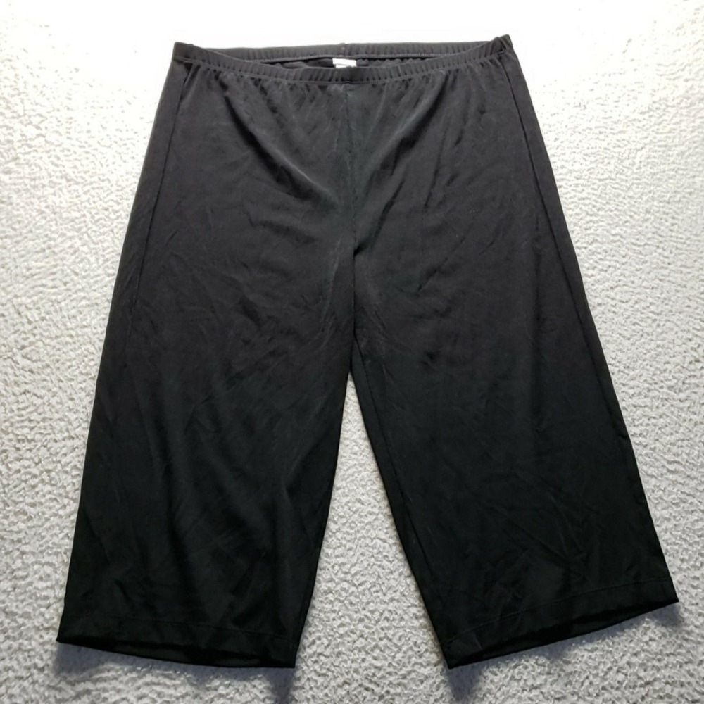 Chico's Capri Pants Womens 3 Black Jersey Wide Leg Pull On Elastic Waist Stretch